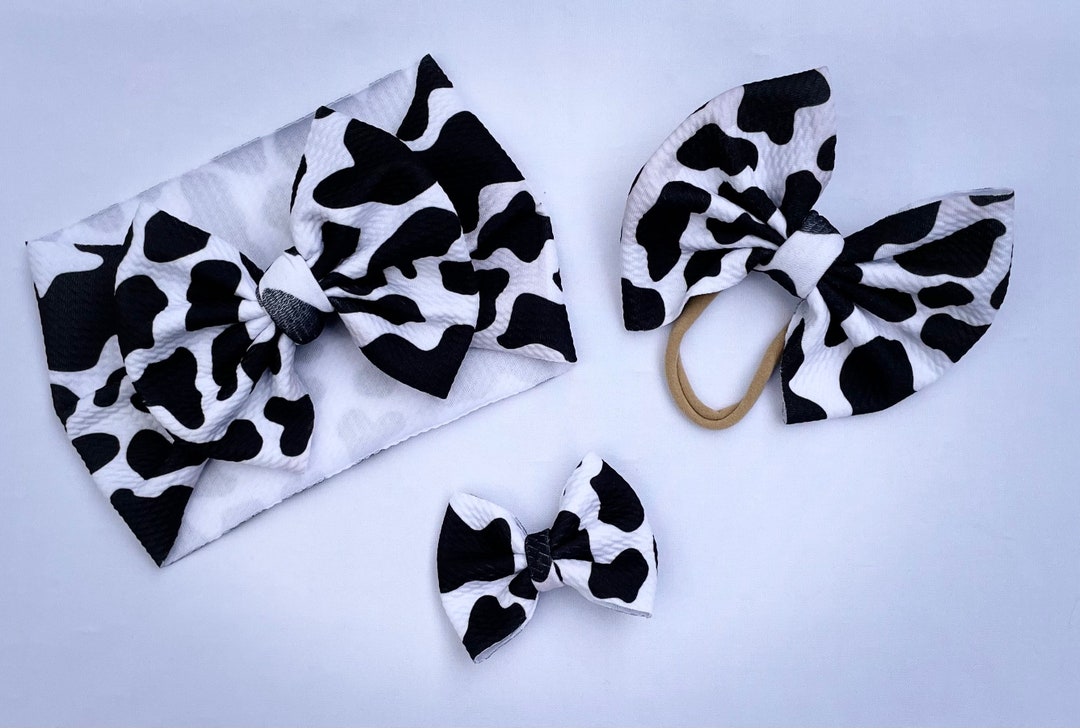 Cow Print Bow handmade baby and toddler bow