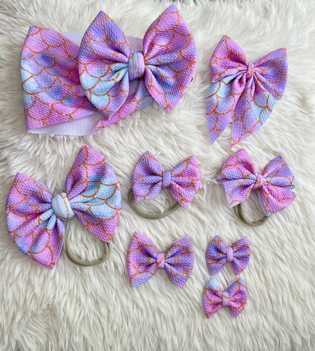 Mermaid Bow handmade baby and toddler bow
