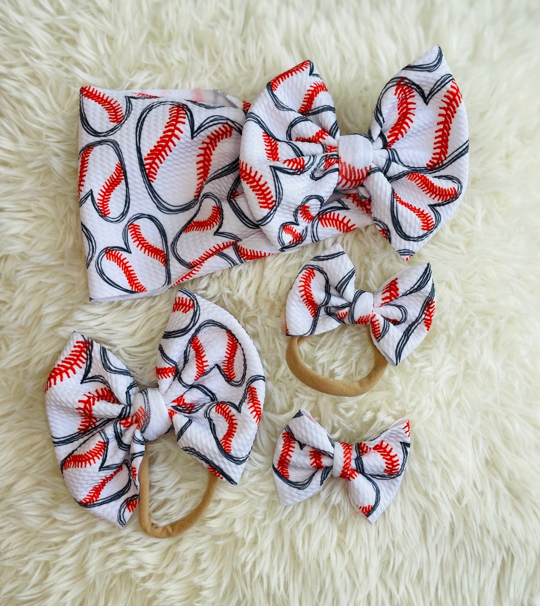 Baseball Bow handmade baby and toddler bow