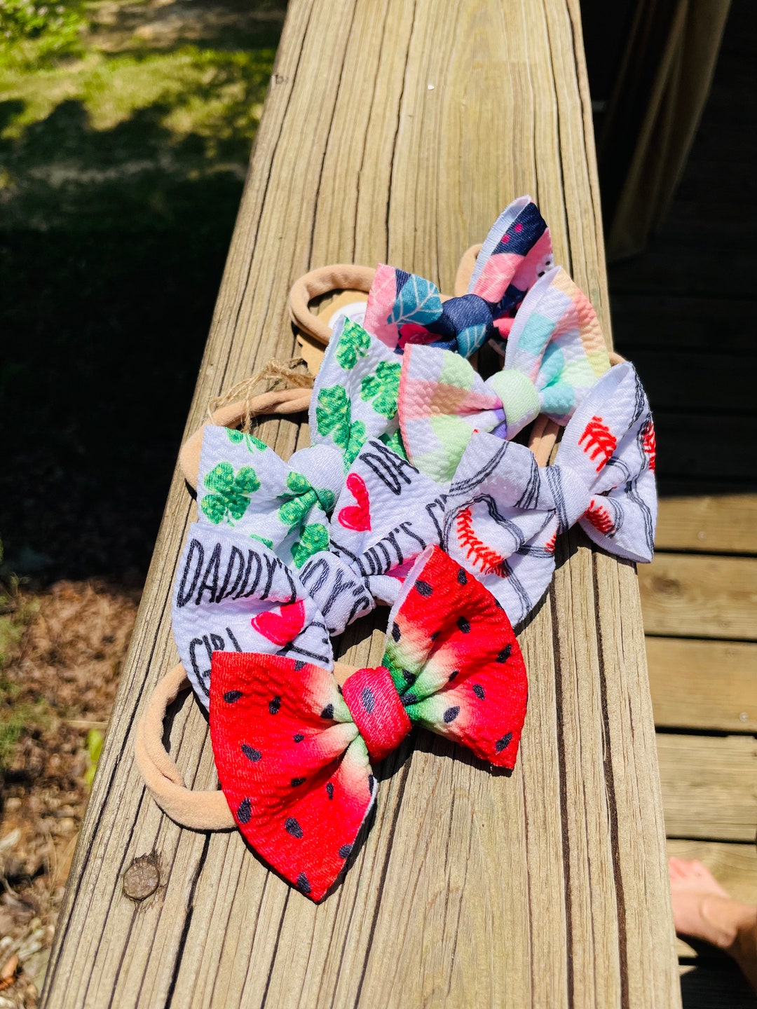 Grab Bag of Five 2.5" Baby Bows on Nylon Headbands handmade baby and toddler bow by Little Addie's Bows