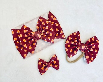 Candy Corn Halloween Bow handmade baby and toddler bow by Little Addie's Bows
