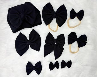 Black Bow handmade baby and toddler bow
