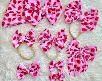 Ladybug Bow handmade baby and toddler bow