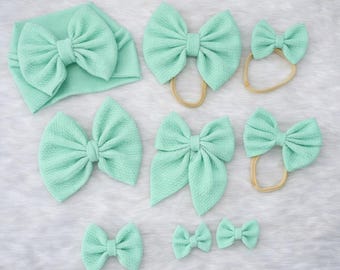 Mint Green Bow handmade baby and toddler bow