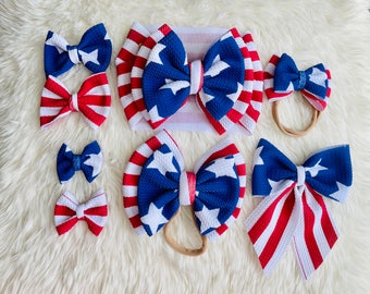 American Flag Bow handmade baby and toddler bow