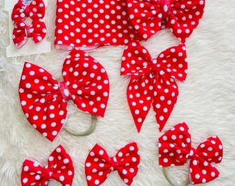 Red Polka Dot Bow handmade baby and toddler bow