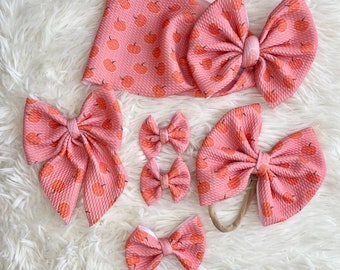 Pumpkin Bow handmade baby and toddler bow by Little Addie's Bows