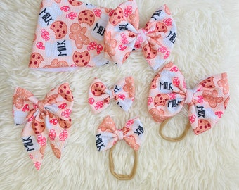 Milk & Cookies Christmas Bow handmade baby bow