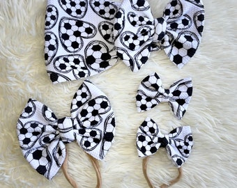 Soccer Sports Bow handmade baby and toddler bow