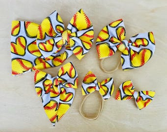 Softball Bow handmade baby and toddler bow