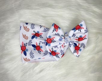 RWB Floral Bow handmade baby and toddler bow