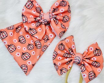Pumpkin Fall Bow handmade baby and toddler bow