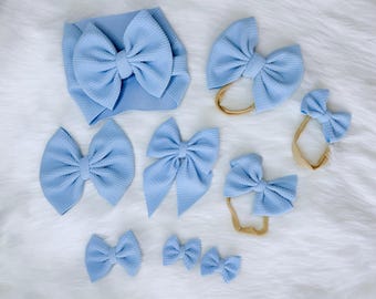 Pastel Blue Baby and Toddler Girl Bow handmade baby and toddler bow