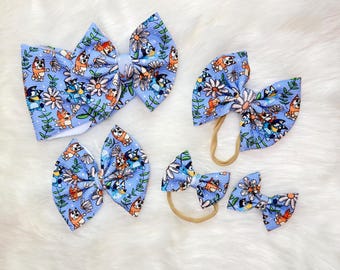 Blue and Red Dog Bow handmade baby bow