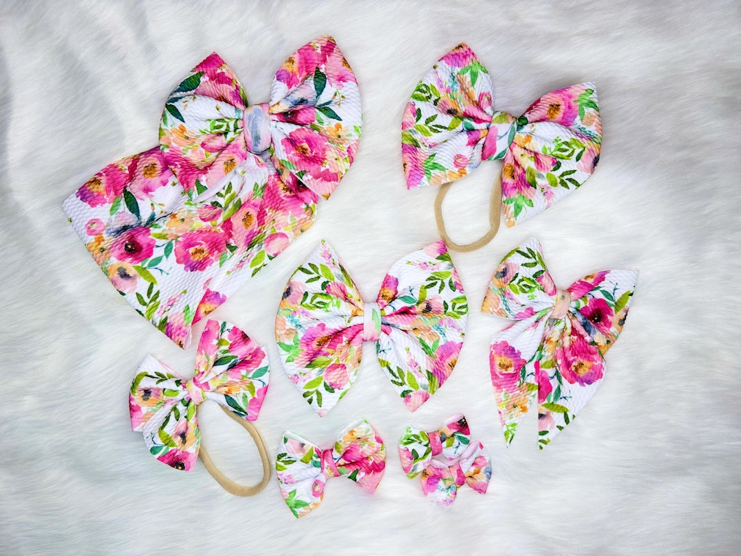 Blushing Blooms Floral Bow handmade baby and toddler bow